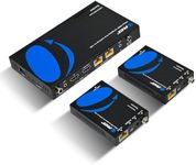 OREI 1x2 HDMI Extender Splitter 4K by Multiple Over Single Cable CAT6/7 4K@60Hz 4:4:4 HDCP 2.2 with IR Remote EDID Management - Up to 115 Ft - Loop Out - Low Latency - Full Support