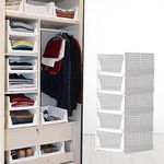 JEYANG Stackable & Foldable Wardrobe Clothes Organizer - Multipurpose Plastic Closet Storage Cupboard for Kitchen & Bathroom (Pack Of 10, White)