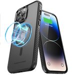 UNBREAKcable Magnetic Case for iPhone 14 Pro, iPhone 14 Pro Case with MagSafe[Military Grade Shockproof] [Non-Slip] Translucent Matte Back& Soft Silicone Airbag Bumper for Apple 6.1”– Black