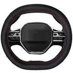 Mayco Bell Microfiber Leather Car Steering Wheel Cover Fit for Peugeot 4008 5008 2016-2019 508 208 2019 e-208 (Black Red Line)