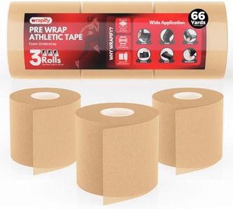 Wrapify Pre Wrap Athletic Tape - 3 Rolls Beige Prewrap Headbands for Hair - 66 Yards Sports Prewrap Athletic Tape for Knee, Ankle, Wrist - Foam Underwrap for Soccer, Basketball & Volleyball