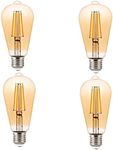 LED E27 Screw Light Bulb |Warm White 2700K 4W Vintage Edison Bulb |ST64 Dimmable Amber LED Replacement for 40W Incandescent Equivalent (4 PCS Amber Bulbs)