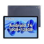 XCX 10 Inch Tablet Android 14, 10GB RAM 128GB ROM 1TB TF, Octa-Core 2.0GHz Processor, 5G+2.4G WiFi 6, 8+5MP Dual Camera, 5000mAh Battery, Bluetooth 5.0, Newest Tablets with Widevine L1 - Gray