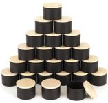 SONVIIBOX 24 PCS 4oz Candle Tins, Black tins with Wood-Grain Metal lids,Candle Jars for Making Candles Bulk,4 oz Candle Jars,Tin Jars for Candle Making (4OZ, Black)