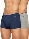 XYXX Men's Underwear Uno IntelliSoft Antimicrobial Micro Modal Trunk Pack of 2 (Dress Blue ; Heather Grey; L)