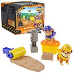 Rubble & Crew, Rubble and Mix Action Figures Set, with 3 oz of Kinetic Build-It Sand and 2 Hand Held Building Toys, Kids Toys for Ages 3 and Up