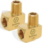 Boeray 2pcs Brass Fitting, 90 Degree Barstock Street Elbow, 1/4" NPT Male Pipe to 1/4" NPT Female Pipe