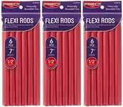 Red by Kiss Flexi Rods 7", 1/2" Diameter - Heatless Hair Curler for 90S Glamorous Bouncy Curls Beach Waves, No Slips, Sleep Styler (6 PCS x 3 PACKS)