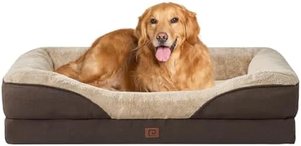 EHEYCIGA Memory Foam XL Dog Bed for XLarge Sized Dog, Extra Large Orthopedic Dog Sofa Bed with Sides and Waterproof Liner, Washable Bolster Pet Bed Couch with Removable Cover, 42x30x7.5 Inch, Brown