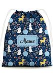 Baby of Mine Kids Drawstring Backpack For Swimming Gym Yoga Tuition Waterproof Bags For 3-10 Year Girls Boys Deer Rabbit Printed Bags - Multicolor