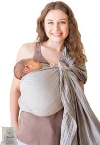 Ring Sling Baby Carrier 100% Cotton Muslin Front and Chest Newborn to Toddler Carrier and Baby Sling (Grey)