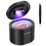 Ultrasonic Retainer Cleaner for Denture: Ultra Sonic Dental Cleaning - Mouth Guard Cleaner for Aligner with Toothbrush Holder (Oval Black)