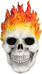 Applysu Halloween Ghost Rider Skeleton Mask Flame Skull Mask Scary Demon Full Head Latex Mask Helmet for Adult Masque Carnival Party Cosplay Props