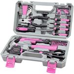 CARTMAN Pink 126Piece Tool Set General Household Hand Tool Kit with Plastic Toolbox Storage Case