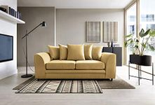 Abakus Direct 3 Seater Sofa Settee in Mustard - Darcy Three Seater Sofas for Living Room with Brushed Cotton Fabric | 3 Seat Sofa Living Room Furniture | Sofas & Couches 3 Seater | 180wxD89x90H