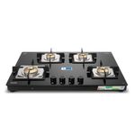 Glen 4 Burner Ultra Slim Premium Gas Stove | Auto Ignition | 8 MM Toughened Glass | 360 Revolving Inlet Nozzle | Forged Brass Burners | 2 years standard and 5 years glass Warranty | 1074USBL75