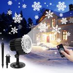 GRCFBQ Christmas LED Projector Lights, Snowflake Projector with Remote Control, Waterproof Christmas Lights Outdoor Indoor, Home Decorations for Christmas Xmas Party Wedding