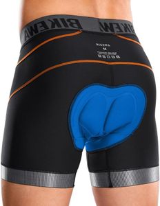 Bikewa Men's Cycling Underwear with Anti-Slip Leg Grips 4D Padded Bike Shorts MTB Liner for Bicycle Biking Riding(Black/Orange,S)