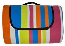 Adore Home 130x130cm Large Outdoor Picnic Blanket with Waterproof Reverse and Soft Fleece Top, Stripes