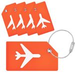 Storite Pack of 5 Luggage Tags, Silicon Luggage Tags with Steel Loop Travel Bag Tags for Easily Identification of Bags (Orange)