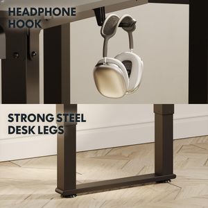 FLEXISPOT Electric Standing Desk 4-Leg Dual Motor – Height Adjustable, 160x75cm Black