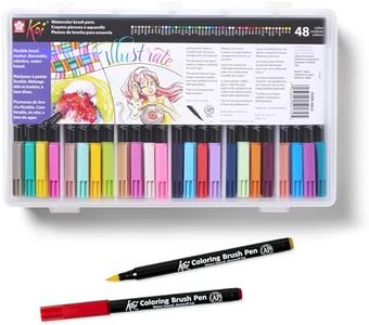 SAKURA Koi Coloring Brush Pens - Watercolor Brush Pen Set - Assorted Colors - 48 Pack