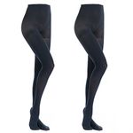 MANZI Women's 2 Pairs Navy Blue Opaque Control-Top Tights 70 Denier Size M