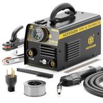 HZXVOGEN 140A MIG Welder, 110V/220V Dual Voltage Gasless MIG/Lift TIG/Stick Welder Machine 3 in 1 with Synergic, IGBT Inverter Portable Flux Core Welder Equipment MIG Welding Machine(HVM140)