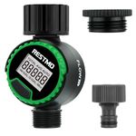 RESTMO Water Flow Meter with 360° Rotatable Control Panel, Measure Gallon/Liter Consumption and Flow Rate for Garden Hose Nozzle Watering, RV Water Tank Filling, Lawn Sprinkler, Irrigation System