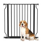 PawHut Dog Gate Wide Stair Gate w/Door Pressure Fit Pets Barrier for Doorway, Hallway, 76H x 75-85W cm - Black