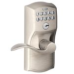 Schlage FE595 CAM 619 Acc Camelot Keypad Entry with Flex-Lock and Accent Levers, Satin Nickel