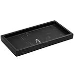 Luxspire Bathroom Vanity Tray, Resin Dresser Jewelry Ring Dish Tank Storage Kitchen Sink Countertop Organizer Plate Holder for Perfume Candles Soap Towel Plant Bathroom Accessories, Mini, Ink Black