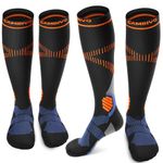 CAMBIVO 2 Pairs Compression Socks for Women and Men(15-20 mmHg), Fit for Hiking, Nurse(Black Orange for 20HC, XXL)