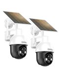 AOSU Solar Camera Security Outdoor - Security Cameras Wireless Outdoor with 360° Panoramic View, Human Auto Tracking, 2K Night Vision, Compatible with Alexa/Google Assistant (2 Pack)