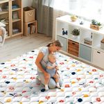 Odorless Premium Foam Foldable Baby Play Mat 50" X 50", Extra Large Thicker Activity Playmats for Babies,Toddlers, Infants, Soft Baby Mat for Floor,Play & Tummy Time,Machine Washable for Easy Care.