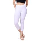 TRASA Tailored Cut & Classic Fit Stretchable Cotton Fabric Mid-Rise Skinny Fit High Ankle Length/Cropped Length Leggings for Women - White, Size - 2XL