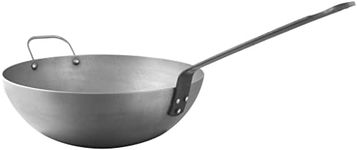 Mauviel M'Steel Black Carbon Natural Nonstick Wok/Stir Frying Pan with Iron Handle, 11.8-in, Suitable for All Cooking Surfaces, Made in France