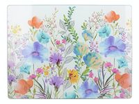 Creative Tops Premium Glass Worktop Saver, Kitchen Surface Protector with 'Meadow Floral' Design, 40 x 30cm, Multi-Colour