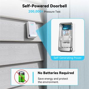 TECKNET Wireless Doorbell Kit – Self-Powered, Waterproof, 1300ft Range, 60 Chimes