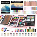 KINSPORY Art Set for Kids, 139 PCS Art Kits for Kids, Deluxe Painting Wooden Box Art Set, Coloring Drawing Art Supplies Case Gift for Teens Boys Girls 4 5 6 7 8 9 10 11 12(Rose Pink)