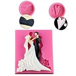 3Pcs Bride and Groom Fondant Mold Wedding Dress Tuxedo Silicone Mold for Wedding Party Cake Decorating Cupcake Topper Chocolate Candy Polymer Clay Resin Epoxy Mold