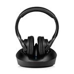 Wireless TV Headphones Over Ear Headsets-RF Transmitter Charging Dock, Hi-Fi Stereo Cordless Headphones for TV, Adjustable Lightweight Rechargeable 10Hrs Battery for Hard of Hearing, 330ft (Black)