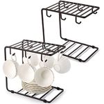 Hedume 2 Pack Metal Wire Tree Stand for Mug, Countertop or Pantry Vintage Metal Mug Rack Holder for Counter 6 Hooks Coffee Cup Display Hanger Rack Organizer