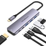 USB C Hub, Newmight 6 in 1 USB C Adapter with 4K HDMI, 3 USB3.0, 100W PD, USB C Data Port, 5Gbps High-Speed, USB C to HDMI for MacBook Air/Pro, iPad, Dell, HP, and More USB C Devices