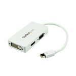 StarTech.com Travel A/V Adapter: 3-in-1 Mini DisplayPort to VGA DVI or HDMI Converter - White (MDP2VGDVHDW)