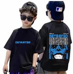 Uniplanet Store Cotton Half Sleeve Regular Fit Black Betrayed Boys T-Shirt Back Printed for 11-12 Years