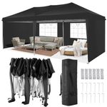 TOOLUCK Pop up Gazebo 3x6 with 4 Removable Sidewalls Pop up Gazebo for Parties Waterproof UPF50+ Protection Commercial Gazebo with Carry Bag, Black