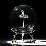 HDCRYSTALGIFTS 3D Laser Engraved Ballerina Dancing Crystal Ball Paperweight Elegant Ballet Dancer Girl Figurine Glass Sphere Home Art Decor (60mm,2.4inch)