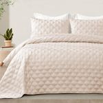 Exclusivo Mezcla Full Queen Quilt Set, 3 Pieces Lightweight Quilts Soft Quilted Bedspreads Brich Beige Coverlets Bedding Set for All Seasons