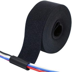 ECOHomes 2 Inch x 30 FT Double Sided Hook And Loop Roll Tape - Two Sided, Self Stick, Reusable Cable Ties Wrap for Cable Management, Heavy Duty Extender Straps Long Wire Strips Band Black